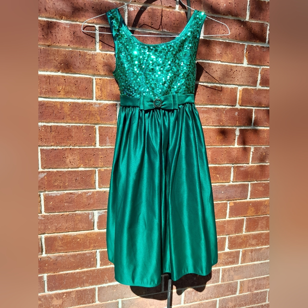 Princess Faith Green Party Dress with Sequins